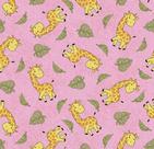 Tecido Tricoline Girafas Cor 05 (Rosa) - Medidas 0,50 x 1,50 metros