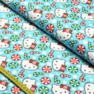 Tecido Tricoline Natal Hello Kitty: Doces Azul (0,50X1,50)