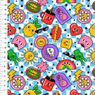 Tecido Tricoline Stickers Fundo Xadrez Azul com Branco - Meia Tigela 1mt x 1,50mt