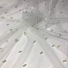 Tecido Tule 100% Poliester com 2 Pérolas Off White