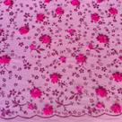 Tecido Tule Bordado Floral 3D 100% Poliester Pink
