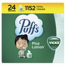 Tecidos faciais: loção Puffs Plus com Vicks 24 cubos e 48 lenços