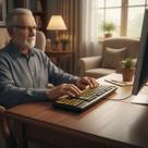 Teclado Ampliado Adaptado Baixa Visão Idosos em Alto Contraste com Teclas Amarelas Letras Pretas