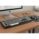 Teclado Ampliado Adaptado Baixa Visão Idosos em Alto Contraste com Teclas Brancas Letras Pretas