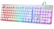 Teclado ANSWK Typewriter Style Metal Panel 104 teclas branco