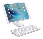 Teclado Bluetooth + Suporte Para Tablet Galaxy Tab A7 Lite B Cor Prata Com Branco