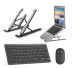 Teclado C/Mouse Bluetooth +Suporte Preto para Notebook