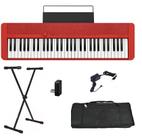 Teclado Casio Casiotone CT-S1 61 teclas Bluetooth Vermelho + Suporte + Capa