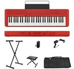 Teclado Casio CT-S1 61 teclas Bluetooth Vermelho + Suporte + Capa + Banco