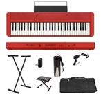Teclado Casio CT-S1 61 teclas Bluetooth Vermelho + Suporte + Capa + Pedal + Banco