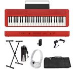 Teclado Casio CT-S1 61 teclas Bluetooth Vermelho + Suporte + Capa + Pedal + Fone