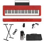 Teclado Casio CT-S1 61 teclas Bluetooth Vermelho + Suporte + Capa + Pedal + P10