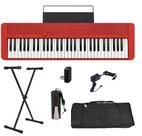 Teclado Casio CT-S1 61 teclas Bluetooth Vermelho + Suporte + Capa + Pedal