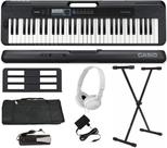 Teclado Casio CT-S300 61 Teclas Preto + Suporte + Capa + Pedal + Fone Branco