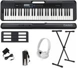 Teclado Casio CT-S300 61 Teclas Preto + Suporte + Pedal + Fone Branco