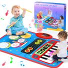 Teclado de piano e conjunto de bateria Musical Mat Toys Oripira 2 em 1