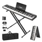 Teclado de Piano Senfot 88 Teclas Dobrável com Acessórios