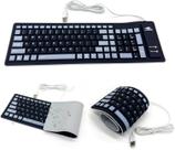 Teclado de silicone, rolável, impermeável, 103 teclas, USB, com fio