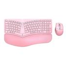 Teclado e mouse Combo EDJO Ergonomic Bluetooth/2.4G rosa