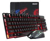 Teclado e mouse duox51 design ergonômico e iluminação rgb