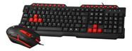 Teclado E Mouse Gamer Com Led Com Fio Usb Abnt2 C3tech Gk-20 Mouse Preto E Vermelho Teclado Preto