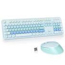 Teclado e mouse sem fio Guffercty Cute Blue Retro Typewriter