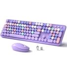 Teclado e mouse sem fio Links9+ Roxo retrô em tamanho real