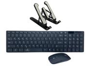 Teclado e Mouse sem fio Silencioso Optico 2.4ghz + Suporte Notbook/ Tablet