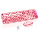 Teclado e mouse sem fio Victkeyory 104 teclas rosa retrô