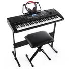 Teclado Eletrônico JOYMUSIC 61 Teclas com Fones de Ouvido, Microfone e Suporte