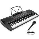 Teclado Eletrônico Portátil de 61 Teclas com Microfone Preto