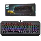 Teclado gamer mecanico retroiluminado philips rgb - preto