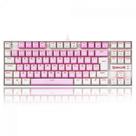 Teclado Mecânico Gamer Redragon Kumara, Switch Blue, LED Red, ABNT2, Rosa e Branco