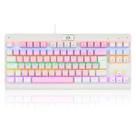 Teclado mecanico usb gamer dark avenger rainbow switch blue redragon k568pw-r rosa com branco