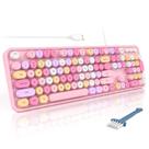 Teclado MOFII, com fio, USB, tamanho completo, máquina de escrever redonda retrô