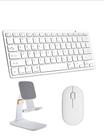 Teclado Mouse Bluetooth + Suporte Para Notebook Branco