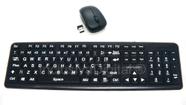 Teclado Mouse sem Fio Ampliado Adaptado Baixa Visão Alto Contraste com Teclas Pretas Letras Brancas - InclusivaDigital