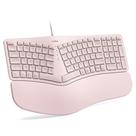 Teclado Nulea RT05C com fio ergonômico dividido com apoio de pulso rosa