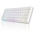 Teclado para jogos MageGee Mini 60% RGB retroiluminado TS91 branco