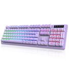 Teclado para jogos NPET K10 RGB retroiluminado, resistente a derramamentos, roxo
