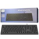 Teclado Philips K224/SPK6224 USB Com Fio Resistente a Respingos Teclado Númerico Home Office - Preto