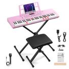 Teclado Piano Ktaxon 61 Teclas 200 Timbres Rosa