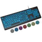 Teclado retroiluminado SABLUTE, impressão grande, USB com fio para PC e laptop