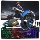 Teclado Semi Mecanico Gamer RGB + Mouse 6 Botões Rainbow + Headset Drive 50mm LED Azul + Mouse Pad Grande 80x40 - Kit Ga