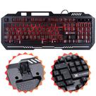 Teclado Shield Gamer Vinik Teclas de Membrana Com Iluminação Led Vermelho Padrão ABNT2 Funções Multimídias Cabo 1,8 Metros