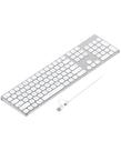 Teclado USB de alumínio 9H com fio para Apple Mac Pro, Mini Mac