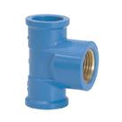 Tee Azul 25mm X 3-4'' Pvc Pn 750 Kpa - Junta Soldável E Roscável Em Latão Tee Azul 25mm X 3-4'' Pvc Pn 750 Kpa - Junta Soldável E Roscável Em Latão
