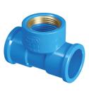 TEE AZUL COM BUCHA DE LATÃO 25mm PARA 3/4 (ÁGUA)