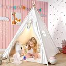 Teepee Tent Senodeer para crianças Play Raw White com luzes estelares