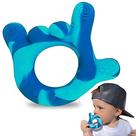 Teether Sawyer Bear Baby, silicone macio, azul sem BPA